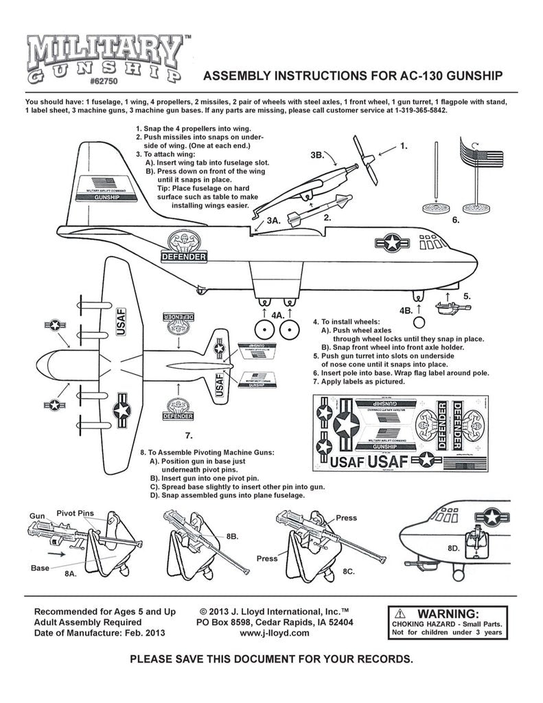 Assembly instructions for AC-130 gunship playset for Tim Mee 62750