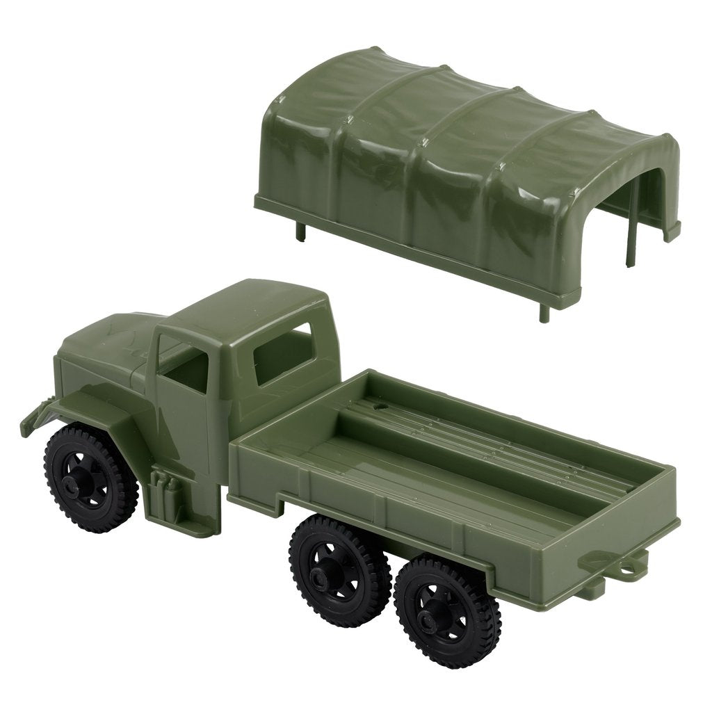 Olive green scale model truck and cargo container set for Tim Mee 07493