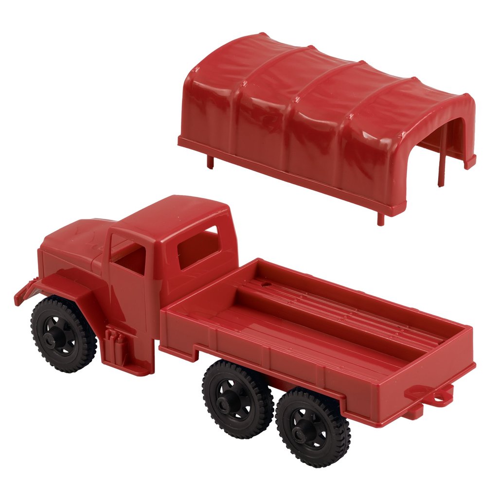 Red toy truck with detachable cargo bed, ready for play for Tim Mee 07494