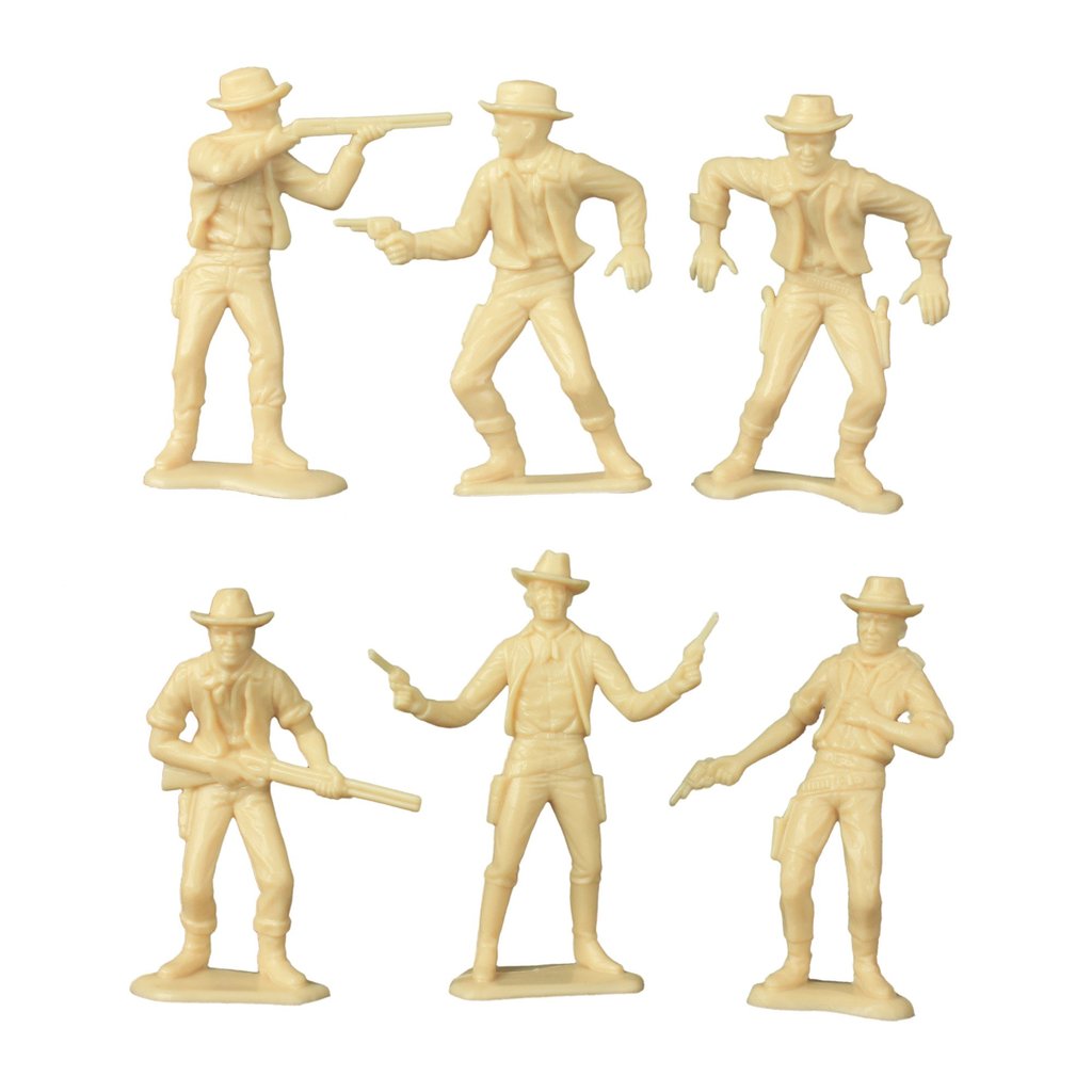 Cowboy and Native American playset figures in tan plastic for Tim Mee 11149