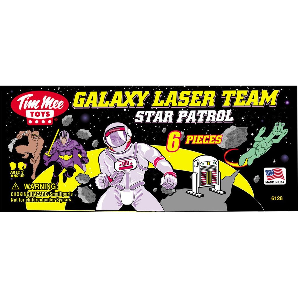 Toy set featuring space figures: astronaut, alien, and robot, with instructions for Tim Mee 06128