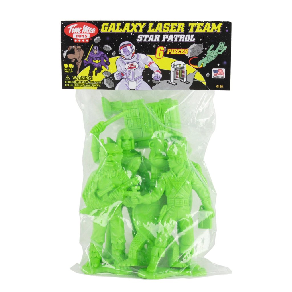 Green space patrol action figures in clear plastic packaging for Tim Mee 06128