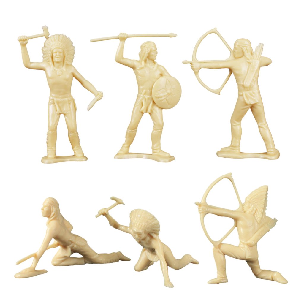 Figurines of cowboys and Indians in various poses, ready for play for Tim Mee 11149, rear view