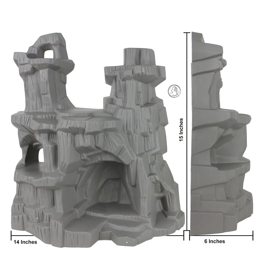 Grey diorama piece set: two castle ruins and one tall wall section for Tim Mee 70295