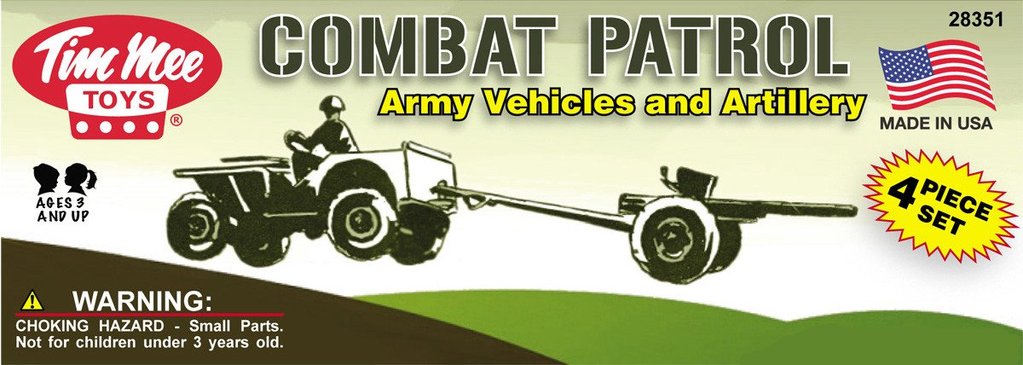 Toy set featuring a Jeep, trailer, and artillery piece for play for Tim Mee 28351
