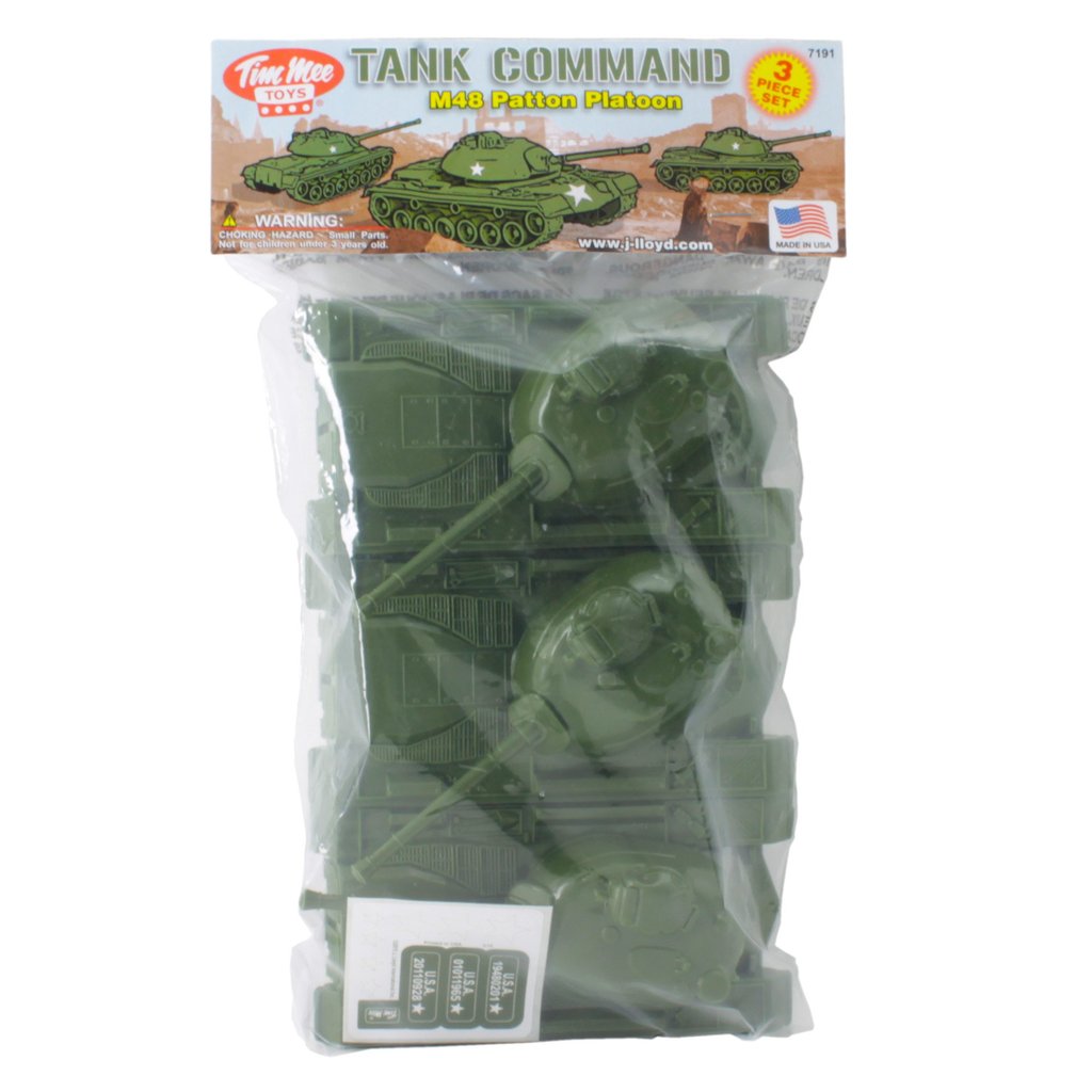 Set of three olive green M48 Patton tank models for play for Tim Mee 07191