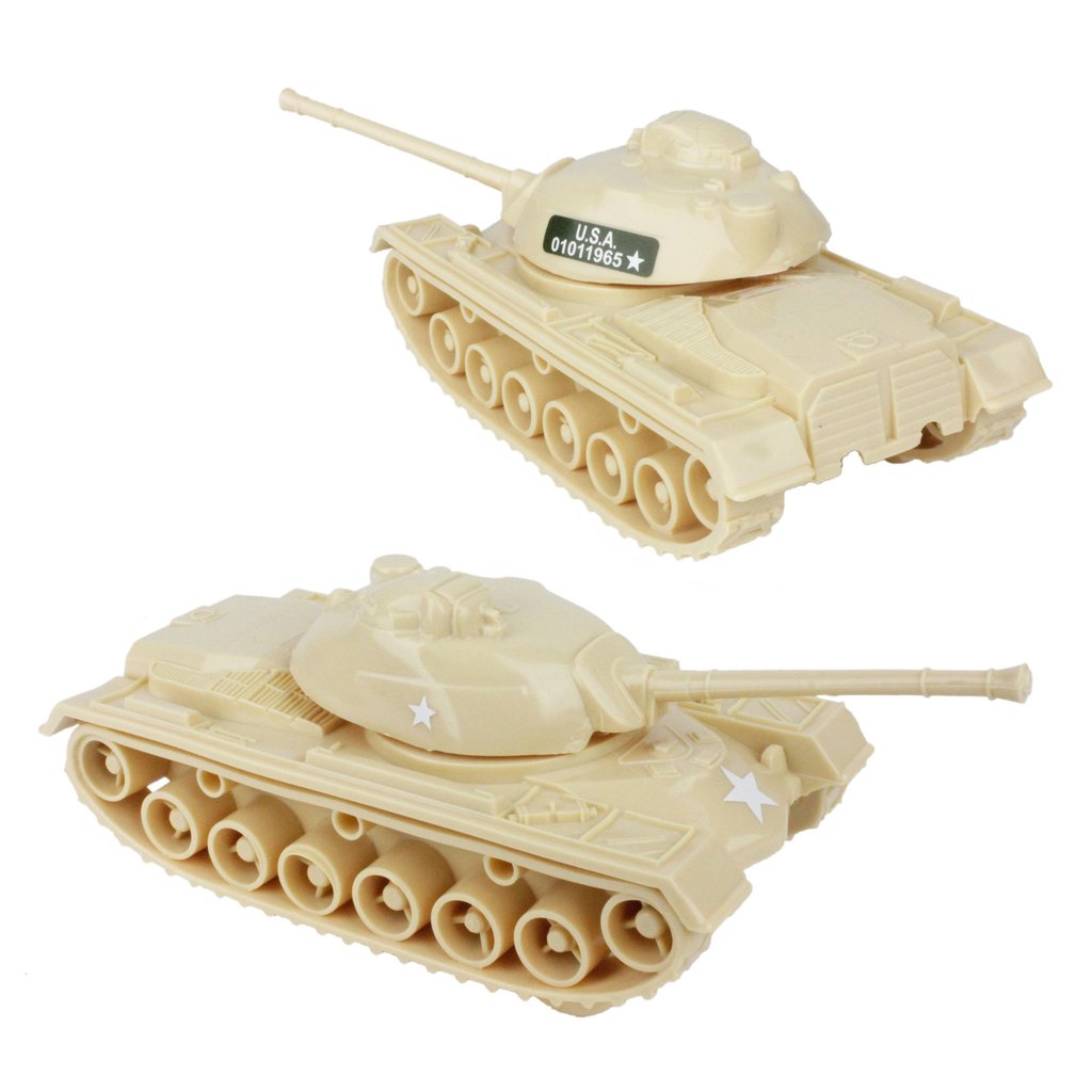 Two tan M48 Patton tank models displayed against a white background for Tim Mee 07192