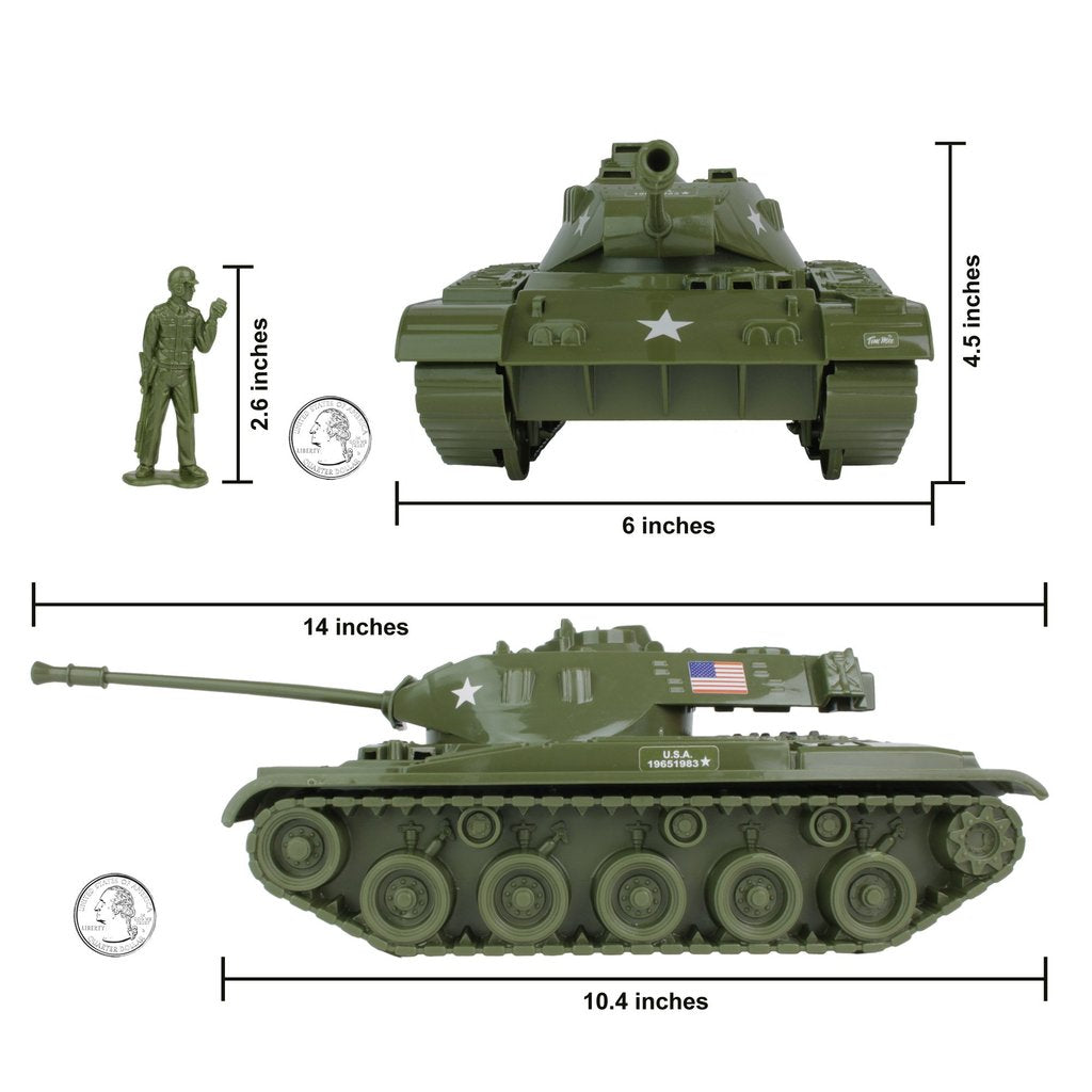 Playset with soldier figure and two olive green M41 tank models for Tim Mee 17520