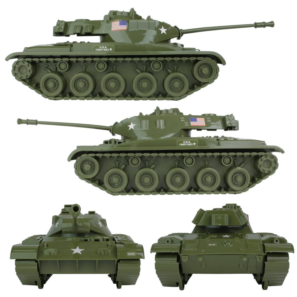 Olive green M41 tank playset with three articulated vehicle pieces for Tim Mee 17520