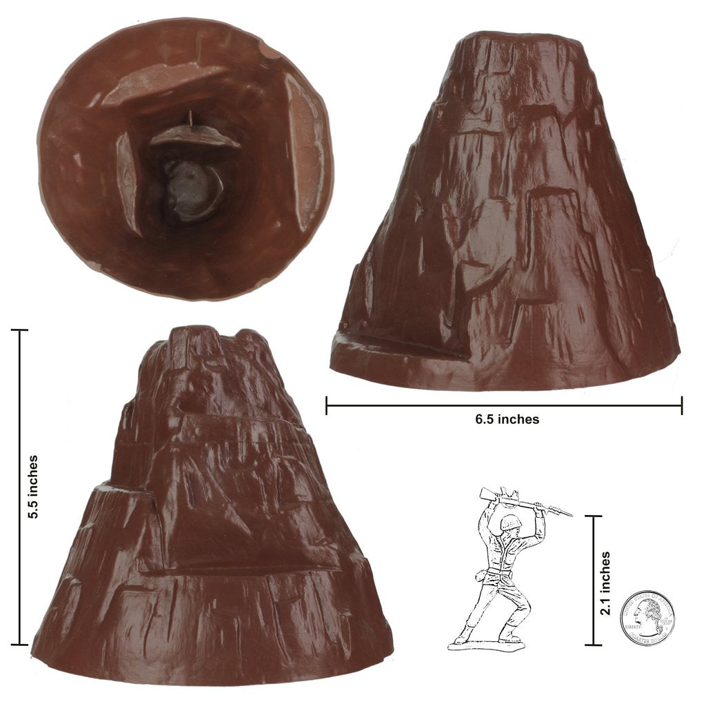Volcano terrain pieces in rust brown: circular, conical, and tiered bases for Tim Mee 07700