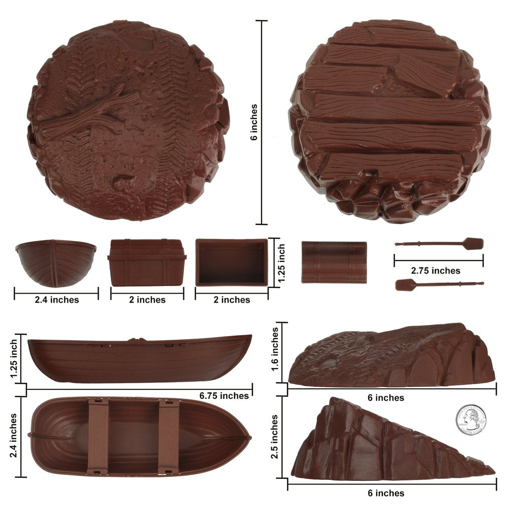 Terrain pieces for volcano island boat battle: various shapes and sizes for Tim Mee 07700