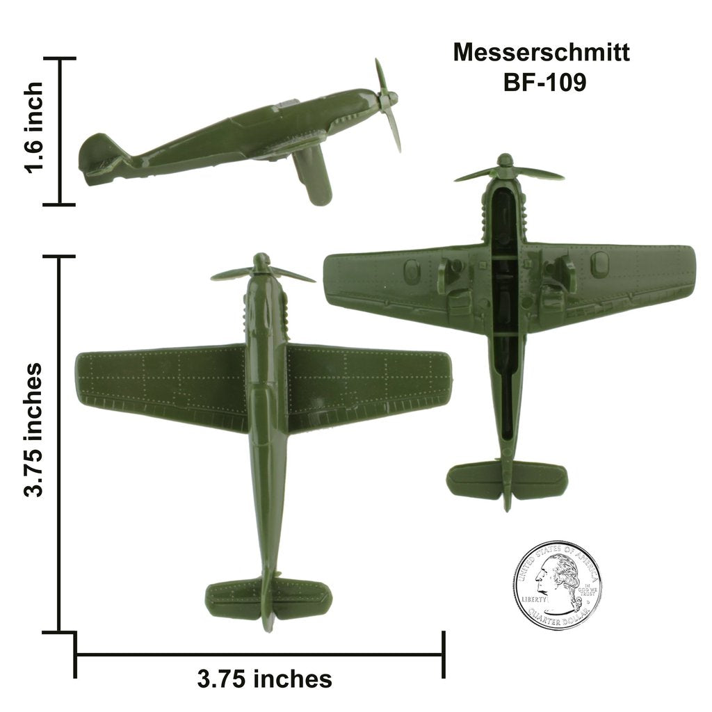 Scale model of a Messerschmitt Bf-109 fighter plane in olive green for Tim Mee 06121