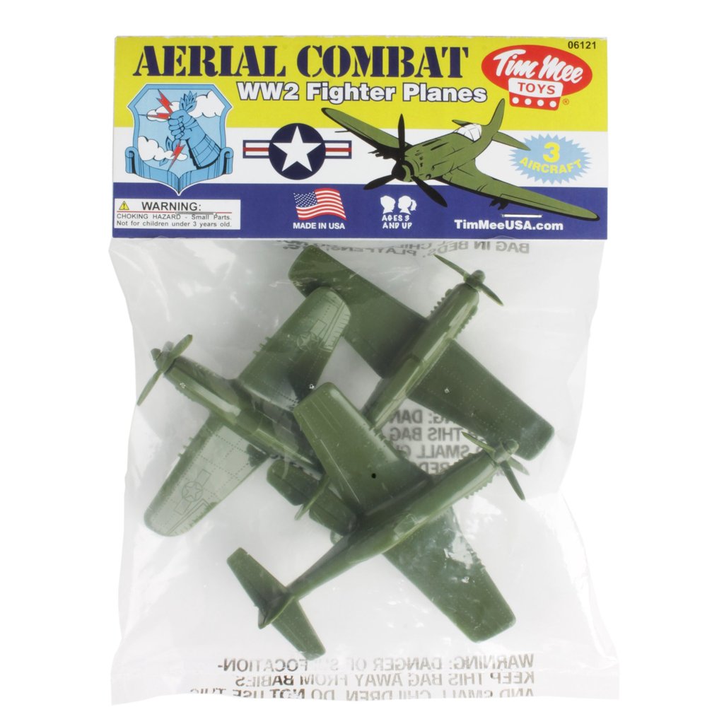 Set of olive green WW2 fighter planes for aerial combat play for Tim Mee 06121