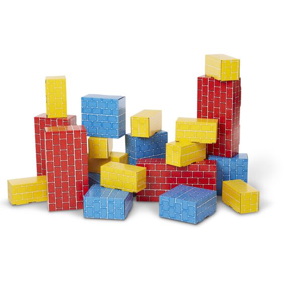 Colorful, stackable cardboard building blocks in various sizes for Melissa and Doug 2783