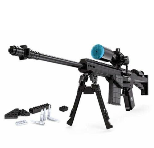 Black toy assault rifle with scope and accessories on a white background for Top Gun AUS22707