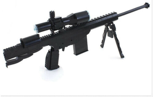 Black assault rifle toy with scope and bipod attachment for Top Gun AUS22707, rear view