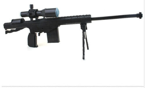 Black assault rifle replica with scope and bipod attached for Top Gun AUS22707