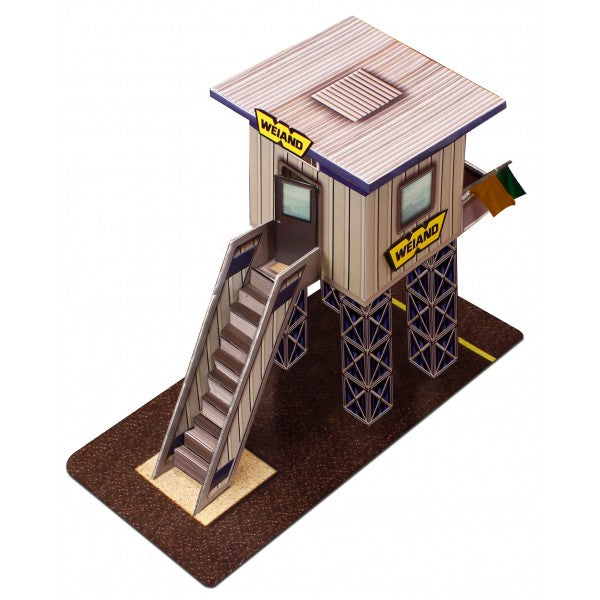 Model kit of a marshalling tower with stairs and flags for Innovative Hobby Supply BK6429
