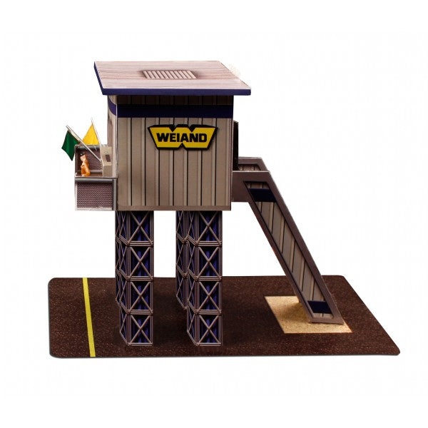 Model kit of a marshalling tower with stairs and platform for Innovative Hobby Supply BK6429, front view