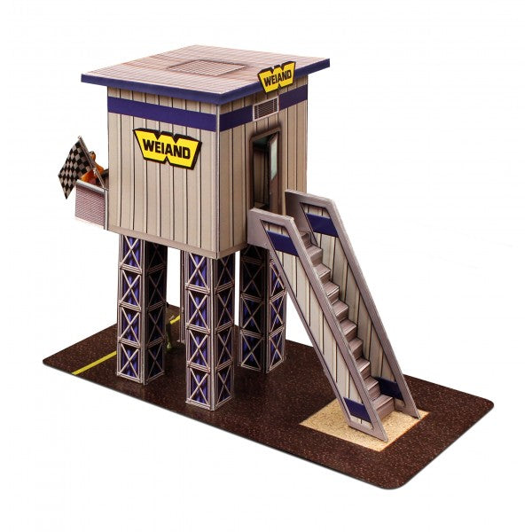 Model kit of a marshalling tower with stairs and signage for Innovative Hobby Supply BK6429