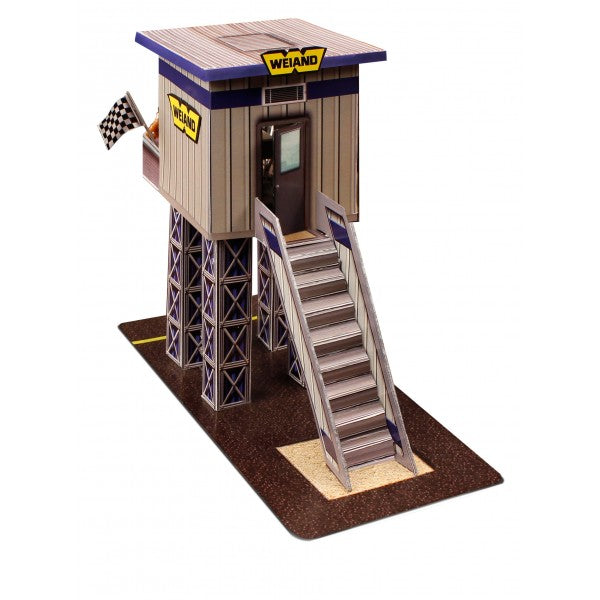 Model kit of a marshalling tower with stairs and checkered flag for Innovative Hobby Supply BK6429