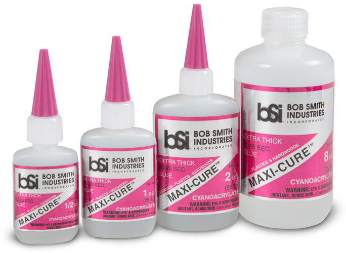 Five bottles of cyanoacrylate adhesive in various sizes and containers for BSI 111
