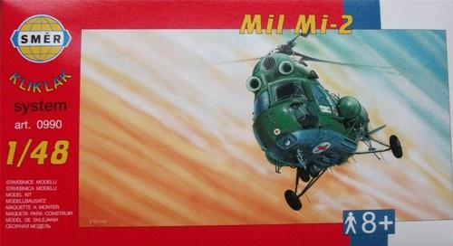 Green Mi-2 helicopter model kit box art, 1/48 scale for SMER 0990