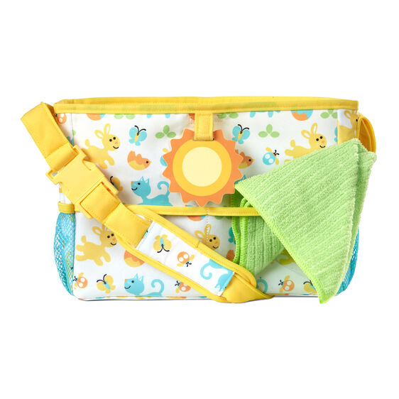 Yellow and white travel play set with sun and animal designs for Melissa and Doug 31707