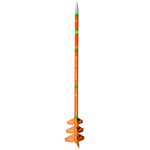 Model rocket kit with orange body and fins for launching for Estes 2448