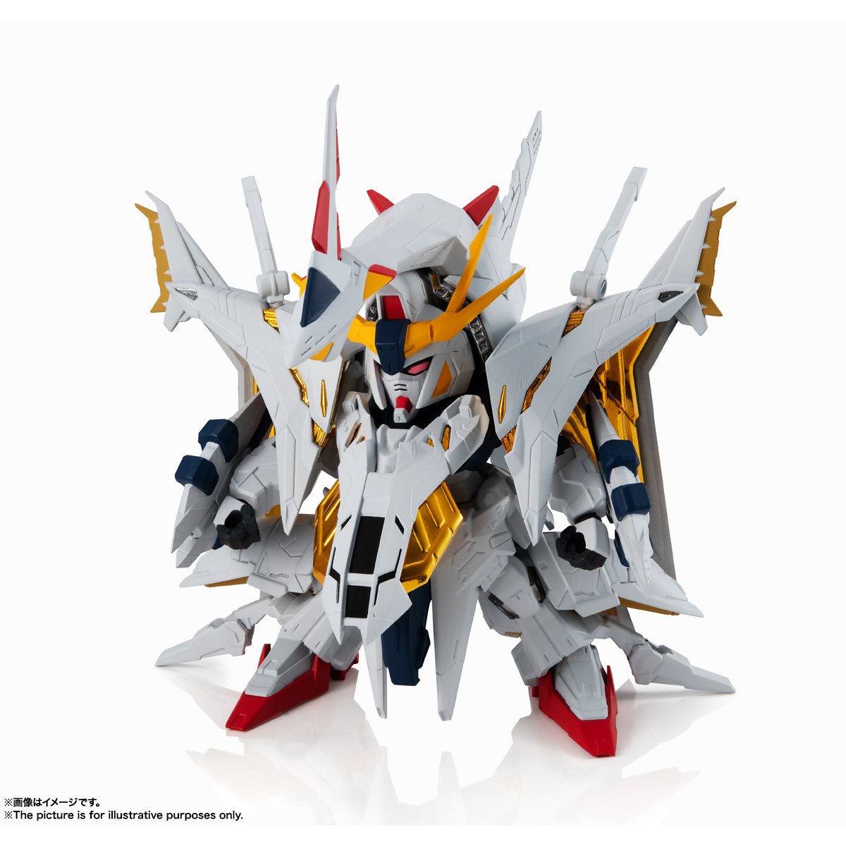 White and gold Gundam model kit, MS Unit Penelope, standing pose for Bandai 61479