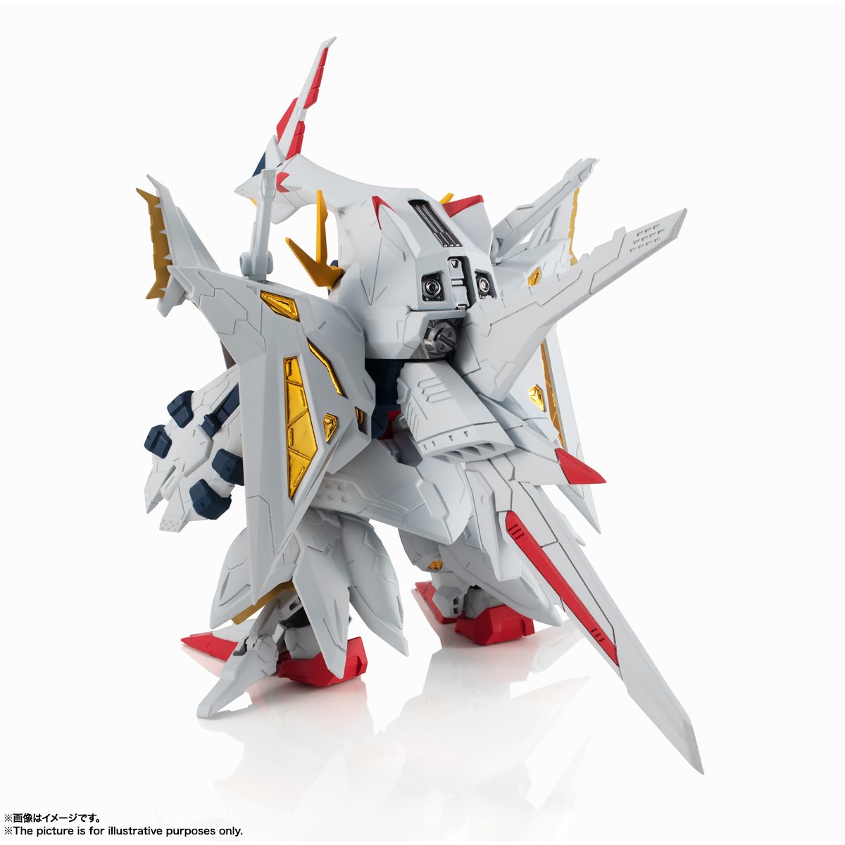 White and gold Gundam model kit, MS Unit Penelope, standing ready for Bandai 61479