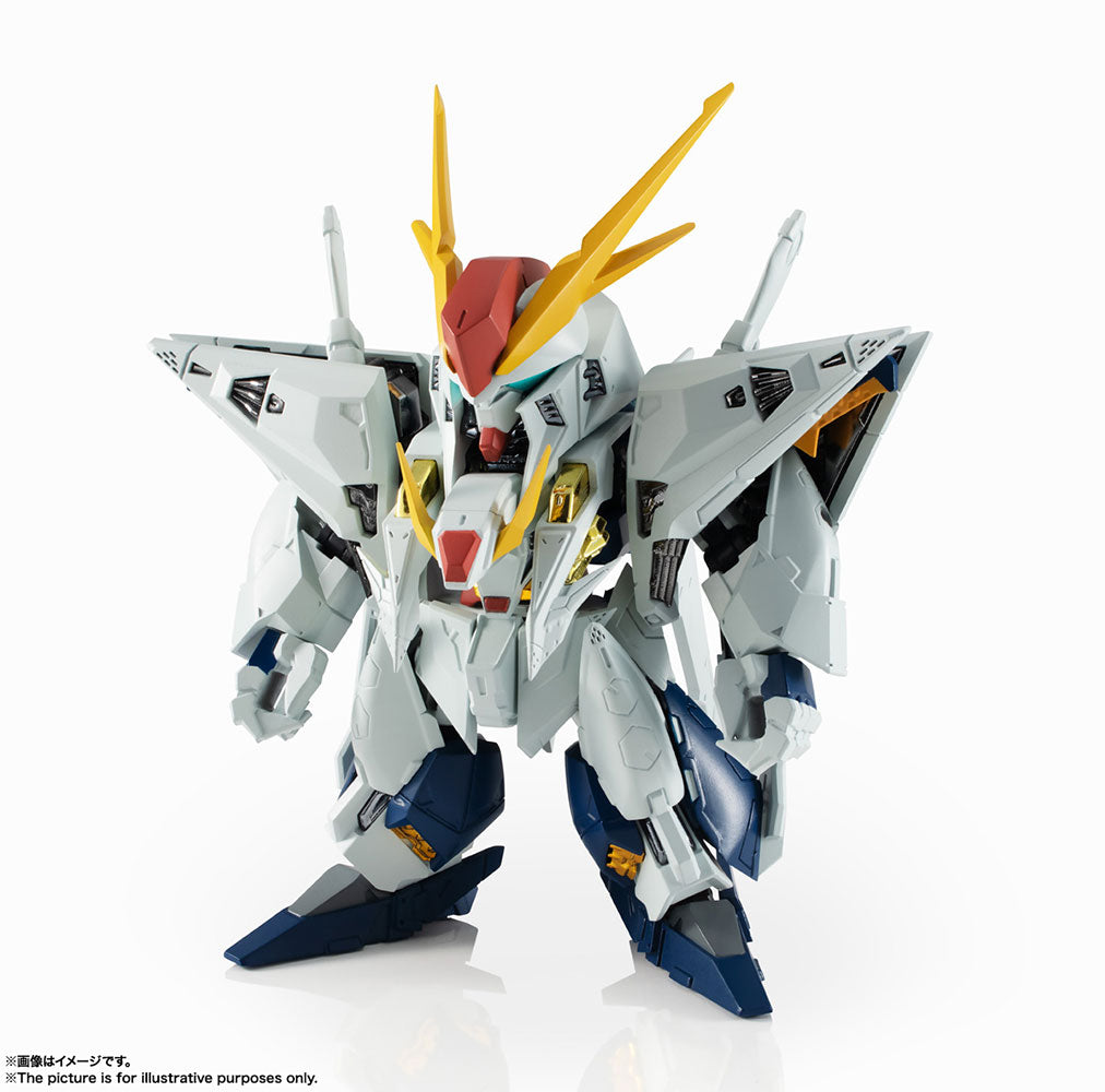 Gundam Hathaway MS Unit Xi in a dynamic, white and gray pose for Bandai 61478