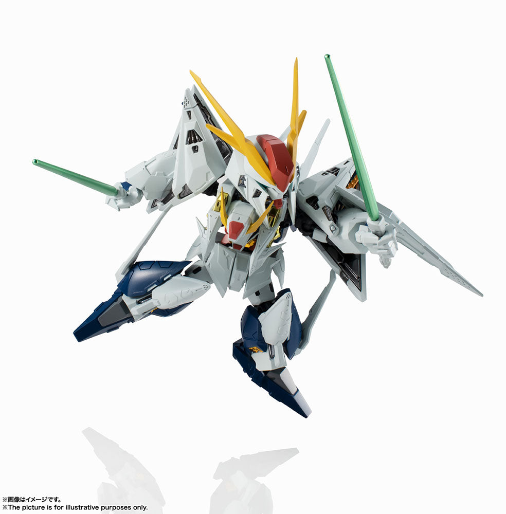 Gundam Hathaway unit in a dynamic pose with beam sabers for Bandai 61478