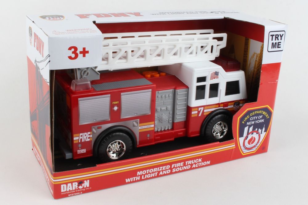Red toy fire truck with ladder, lights, and sound action for kids for Daron NY27200-2