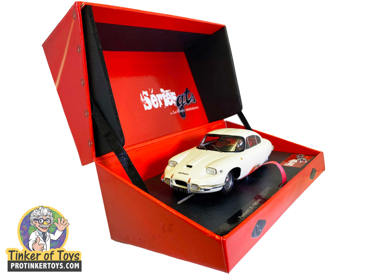 White Panhard Series GTS slot car in open red box for 132047