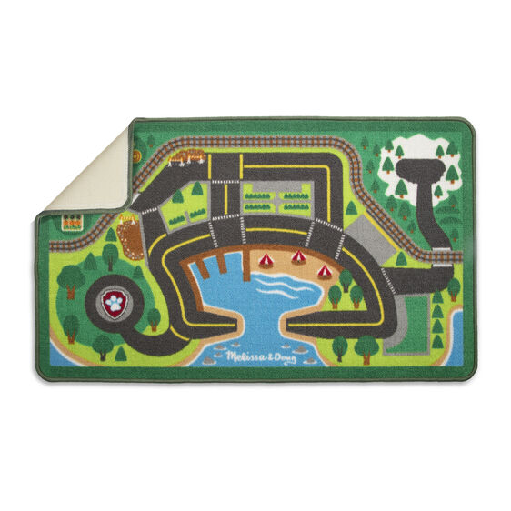 Paw Patrol adventure rug showing Adventure Bay with vehicles and characters for Melissa and Doug 33273