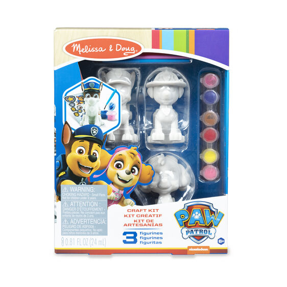 Craft kit with three Paw Patrol pup figurines for crafting fun for Melissa and Doug 33265