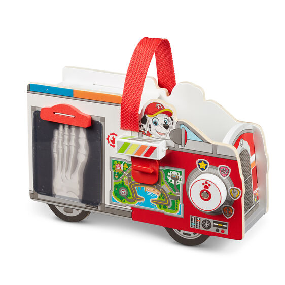 Marshall's wooden rescue caddy toy with red and white accents for Melissa and Doug 33276