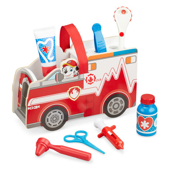 Wooden rescue vehicle toy with tools and accessories for play for Melissa and Doug 33276