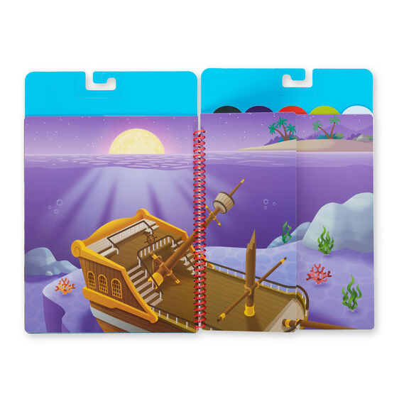 Flip-flap sticker pad featuring a pirate ship and tropical island scene for Melissa and Doug 33253