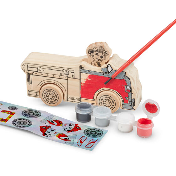 Wooden craft kit with Paw Patrol vehicle, paint, and craft strip for Melissa and Doug 33266