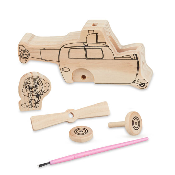Wooden craft kit with Paw Patrol vehicle, stencil, and craft tools for Melissa and Doug 33266