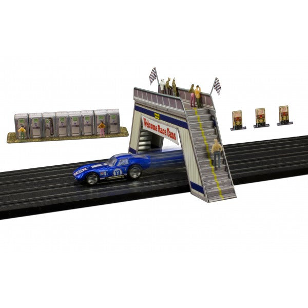 Model kit: Grandstand with stairs and race track section for Innovative Hobby Supply BK6428