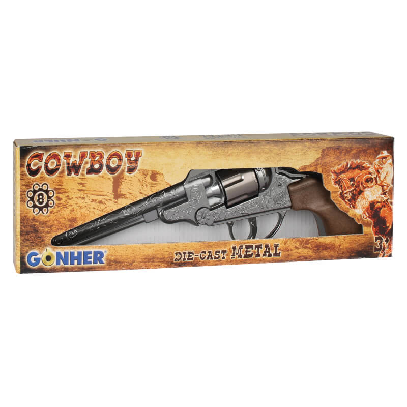 Cowboy Colt Style Revolver Pistol 8-Shot Silver | 88/0 | Gonher