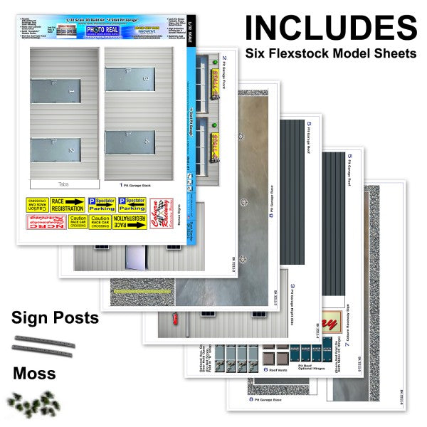 Model kit sheets for creating realistic pit garage details for Innovative Hobby Supply BK3211