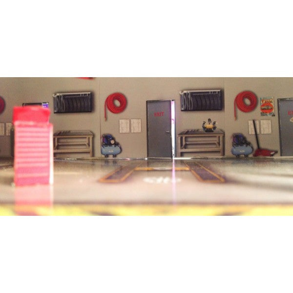 Model kit display of a garage interior with various props and details for Innovative Hobby Supply BK6423