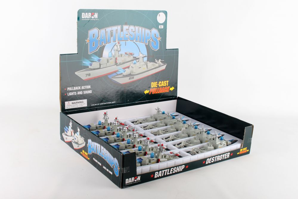 Set of diecast warships: battleship and destroyer models for play for Daron PMT1602