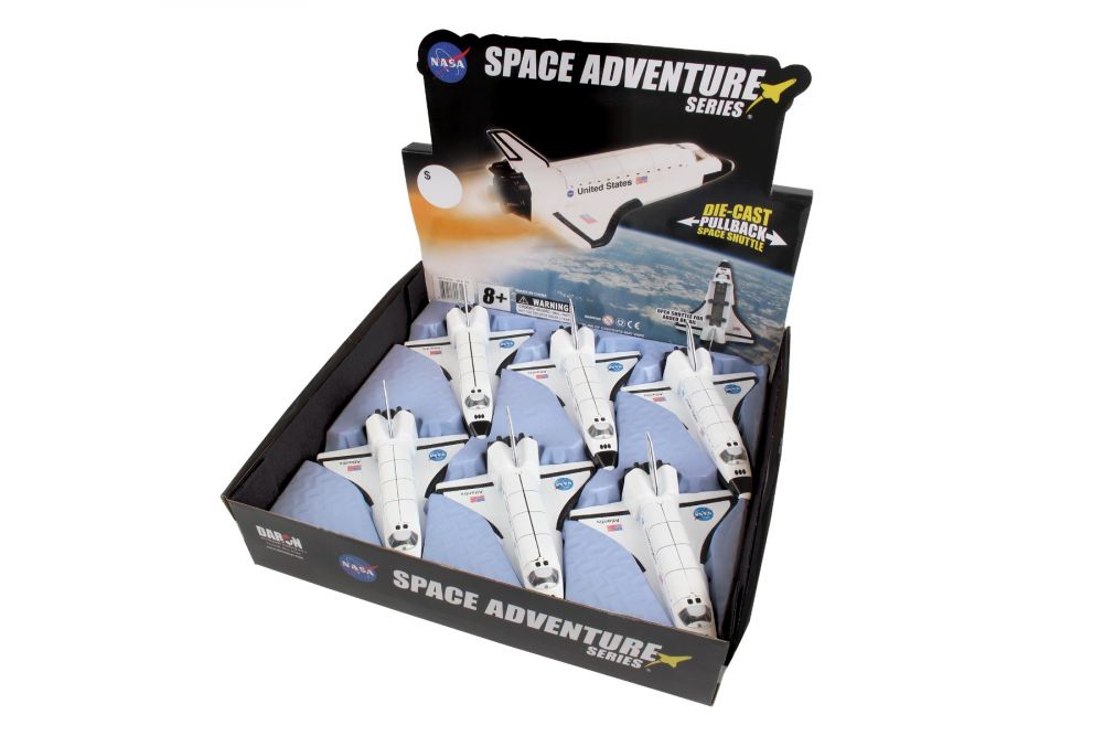 Set of die-cast Space Shuttle pullback toys in a box for Daron PMT51355A