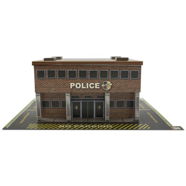 Model kit of a police station building with "POLICE" sign for Innovative Hobby Supply BK6433