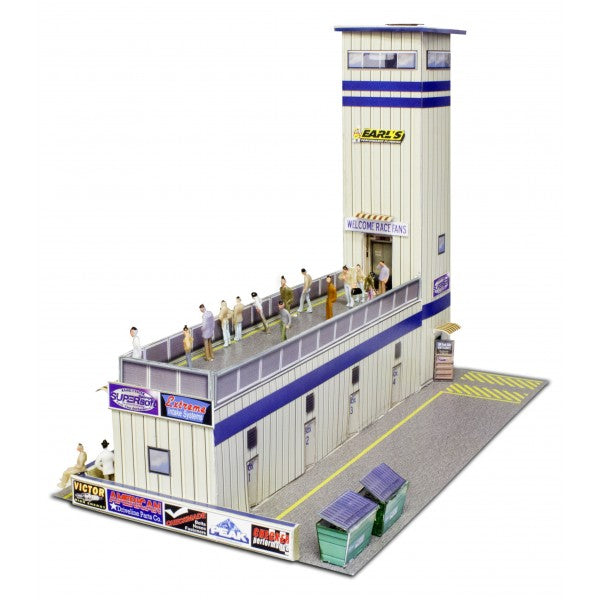 Model kit of a multi-story press and media tower building display for Innovative Hobby Supply BK6424